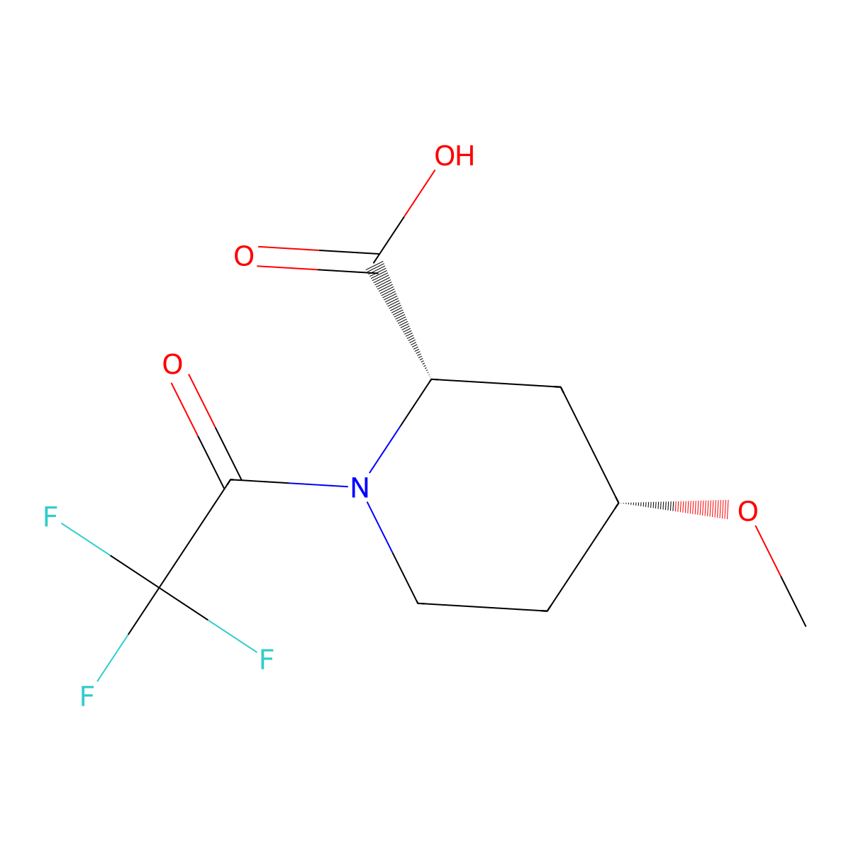 rac-(2R,4S)-4-methoxy-1-(2,2,2-trifluoroacetyl)piperidine-2-carboxylic acid molecular structure, CAS 2870645-60-4