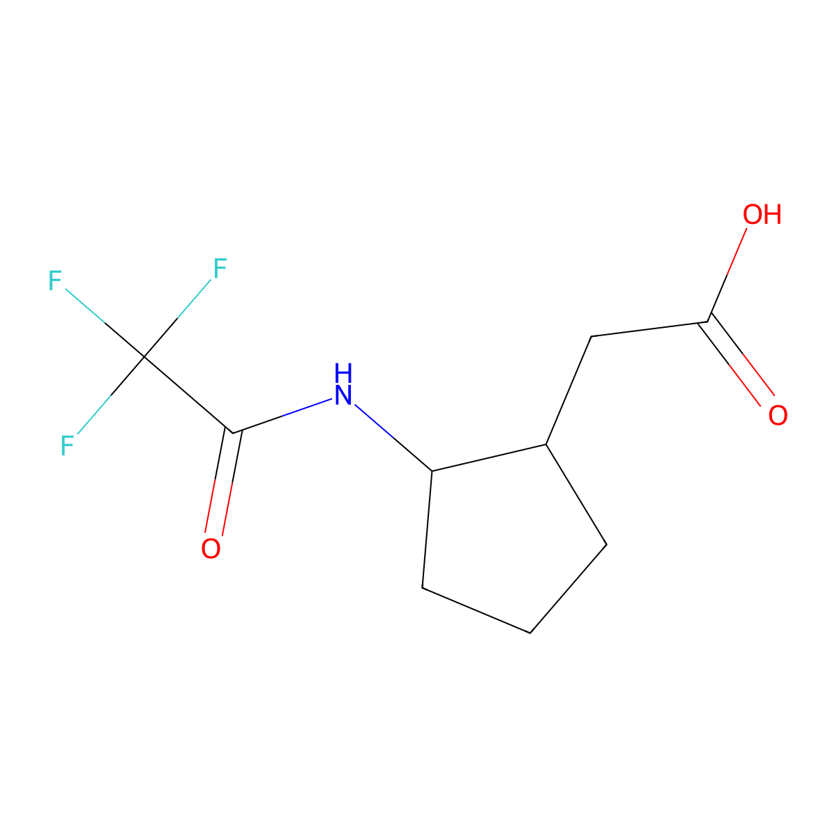 rac-2-[(1R,2R)-2-(2,2,2-trifluoroacetamido)cyclopentyl]acetic acid molecular structure, CAS 2870645-67-1
