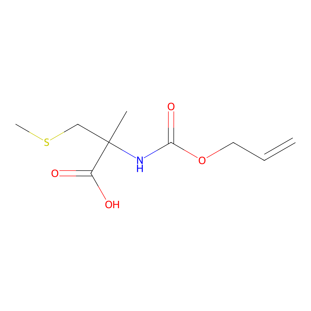 2-Methyl-3-(methylsulfanyl)-2-{[(prop-2-en-1-yloxy)carbonyl]amino}propanoic acid molecular structure, CAS 2870645-82-0