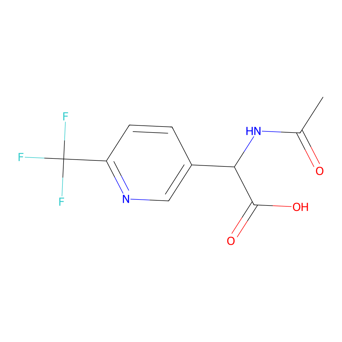 2-Acetamido-2-[6-(trifluoromethyl)pyridin-3-yl]acetic acid molecular structure, CAS 2870645-86-4