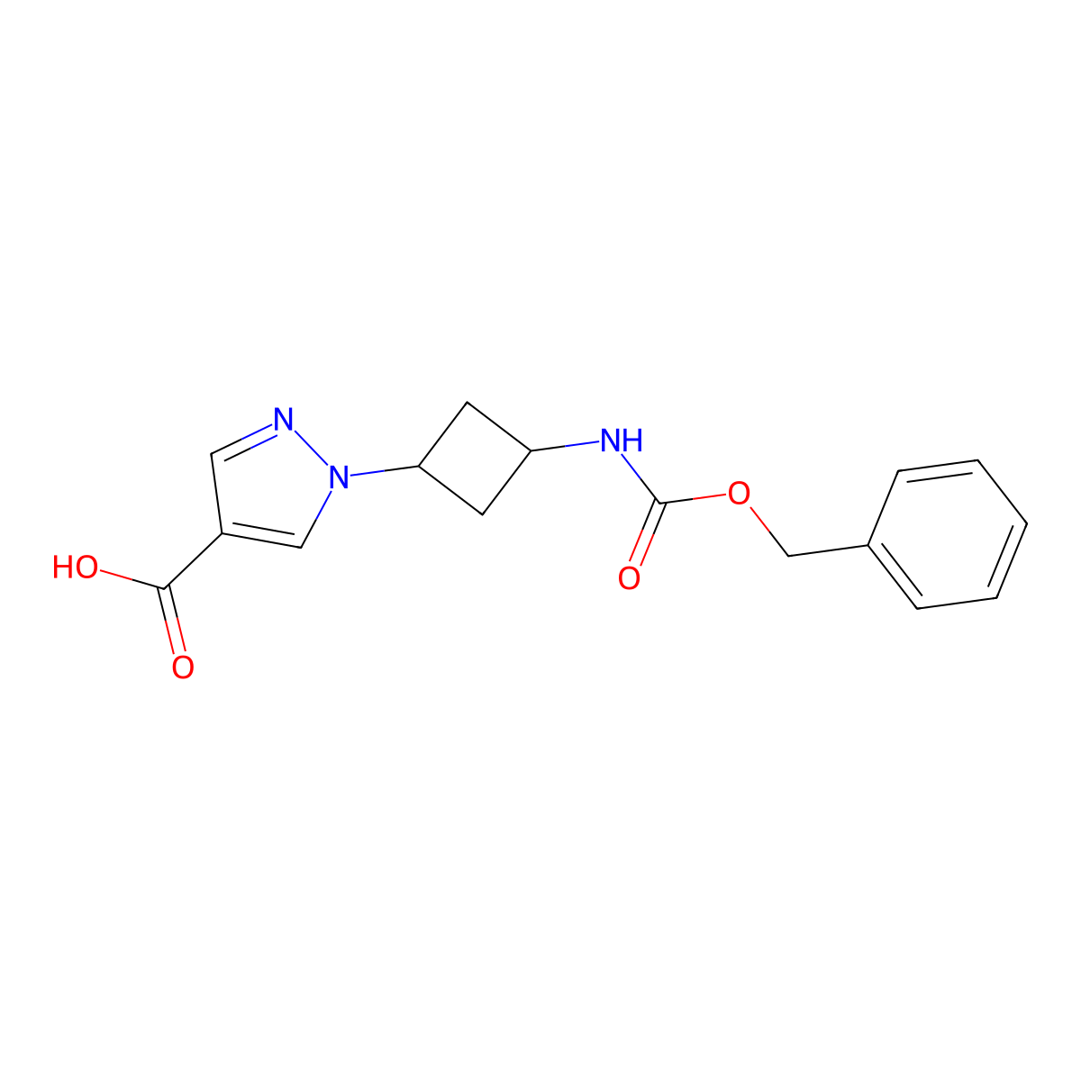 1-(3-{[(benzyloxy)carbonyl]amino}cyclobutyl)-1H-pyrazole-4-carboxylic acid molecular structure, CAS 2870645-87-5