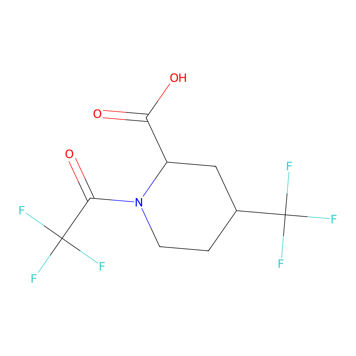 rac-(2R,4S)-1-(2,2,2-trifluoroacetyl)-4-(trifluoromethyl)piperidine-2-carboxylic acid molecular structure, CAS 2870645-93-3