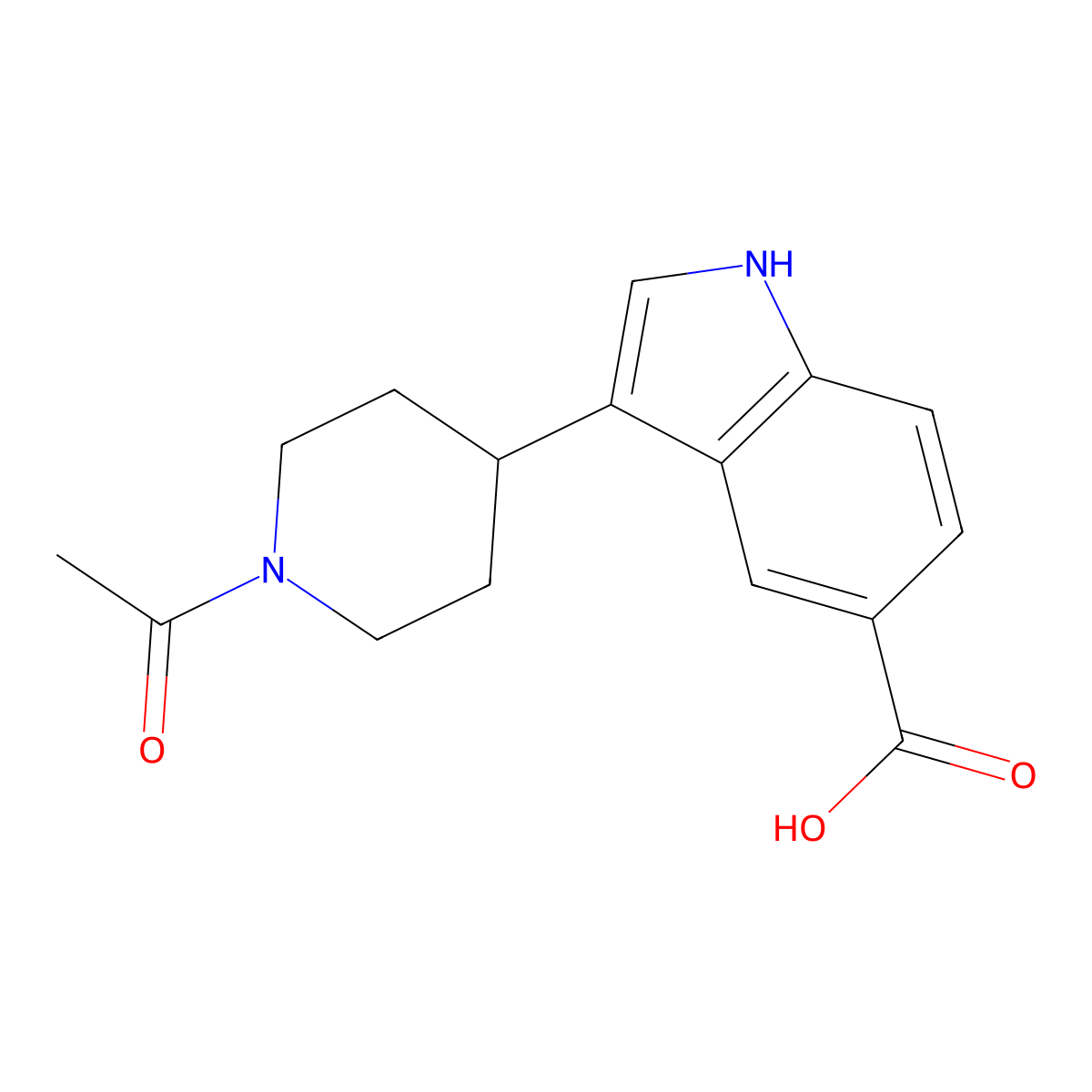 3-(1-acetylpiperidin-4-yl)-1H-indole-5-carboxylic acid molecular structure, CAS 2870645-94-4