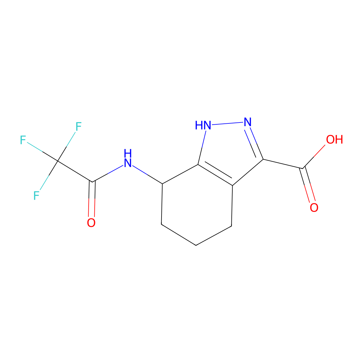 7-(2,2,2-trifluoroacetamido)-4,5,6,7-tetrahydro-2H-indazole-3-carboxylic acid molecular structure, CAS 2870646-07-2