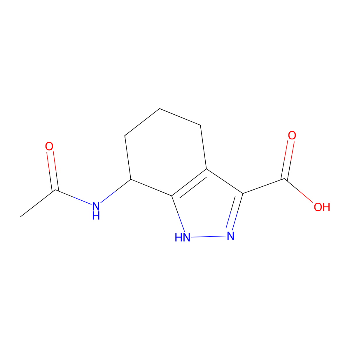 7-acetamido-4,5,6,7-tetrahydro-2H-indazole-3-carboxylic acid molecular structure, CAS 2870646-11-8