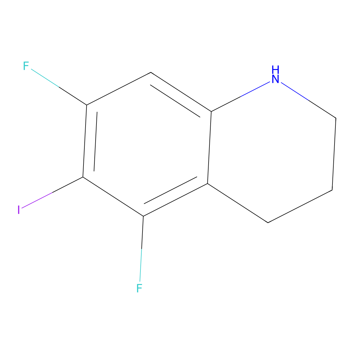 5,7-Difluoro-6-iodo-1,2,3,4-tetrahydroquinoline molecular structure, CAS 2870646-13-0