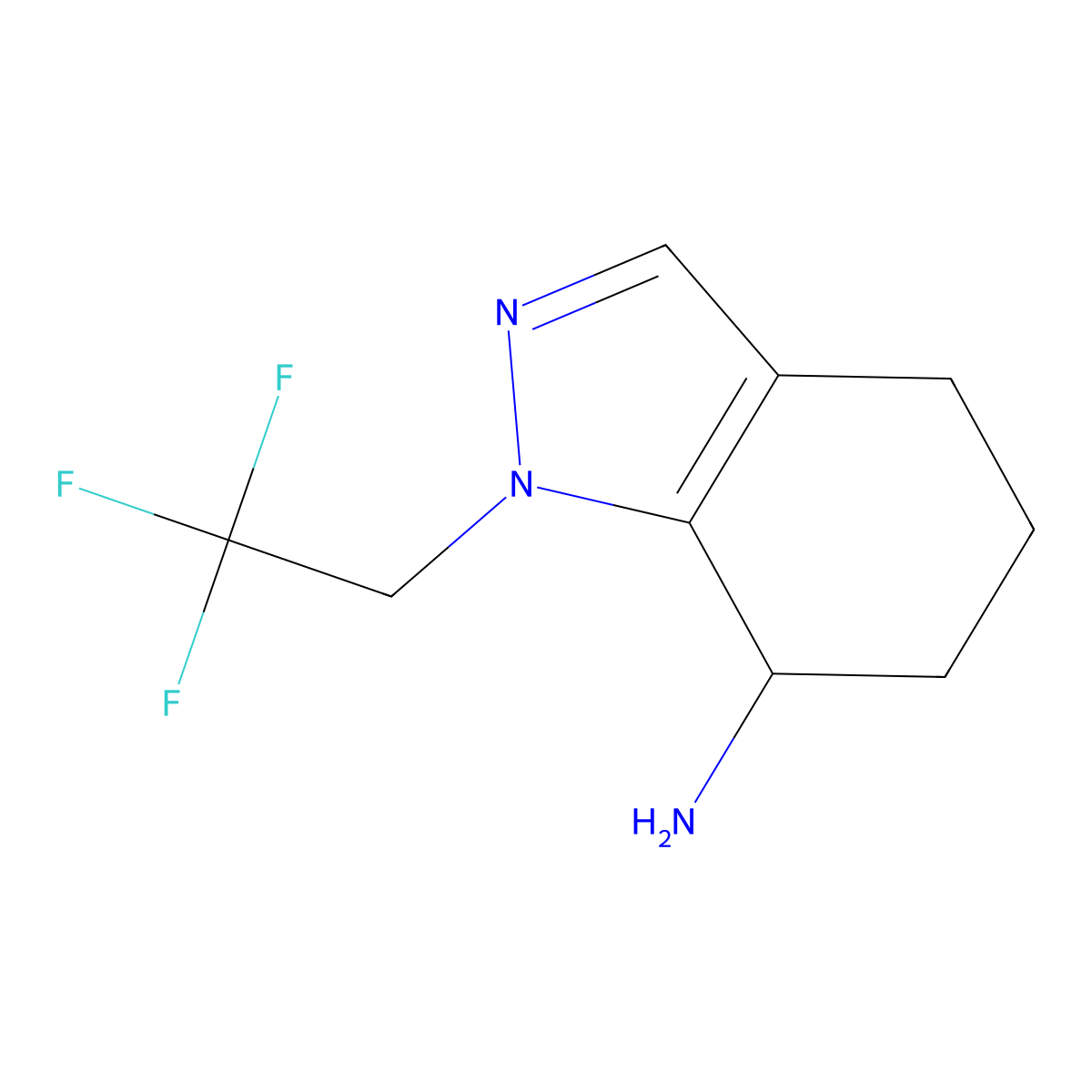 1-(2,2,2-trifluoroethyl)-4,5,6,7-tetrahydro-1H-indazol-7-amine molecular structure, CAS 2870646-14-1