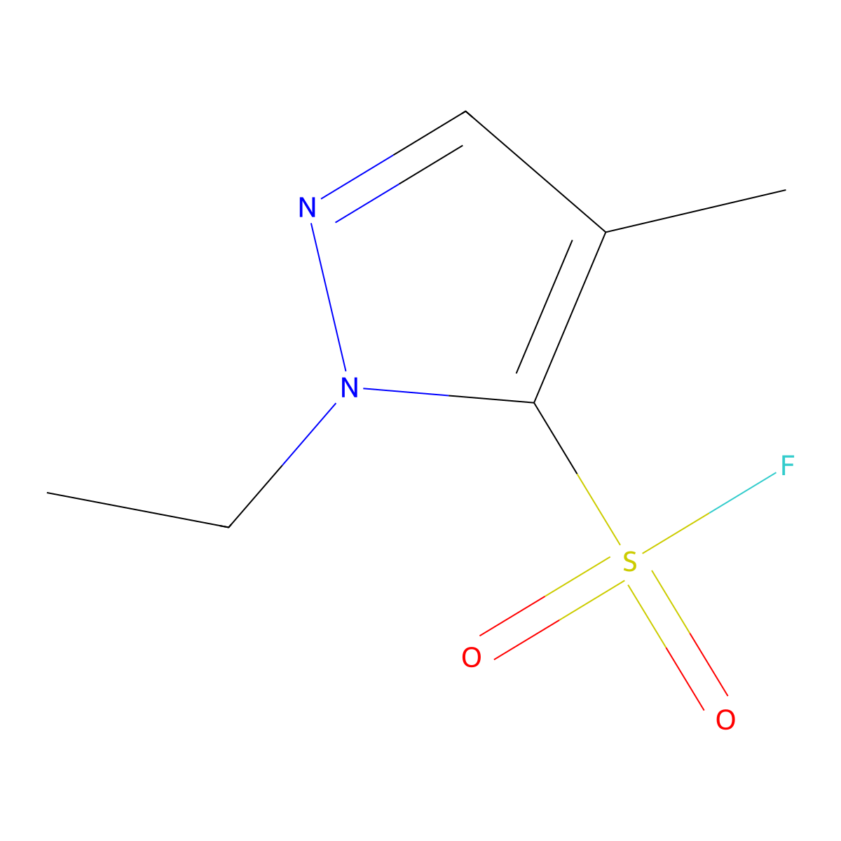 1-ethyl-4-methyl-1H-pyrazole-5-sulfonyl fluoride molecular structure, CAS 2870646-20-9