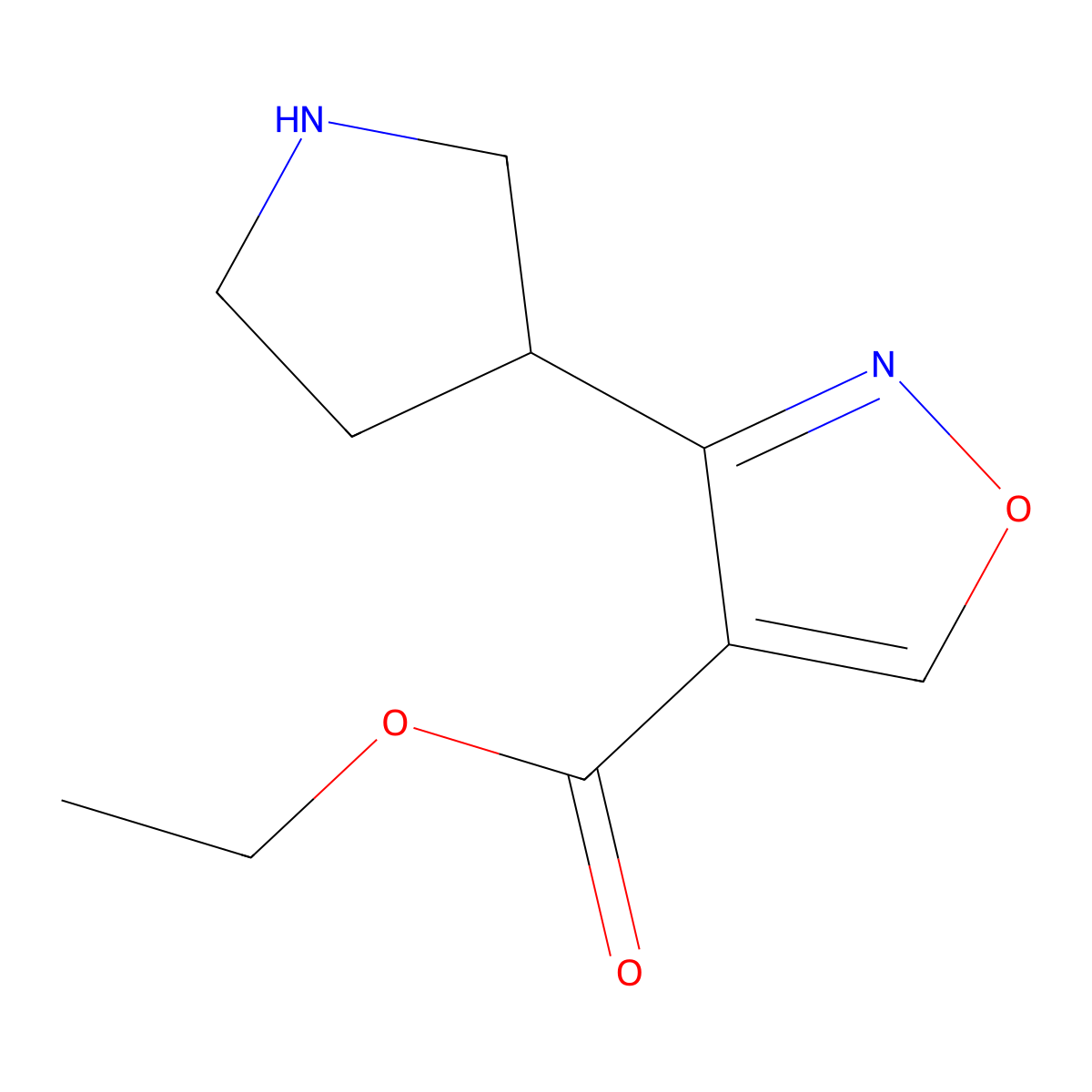 Ethyl 3-(pyrrolidin-3-yl)-1,2-oxazole-4-carboxylate molecular structure, CAS 2870646-22-1