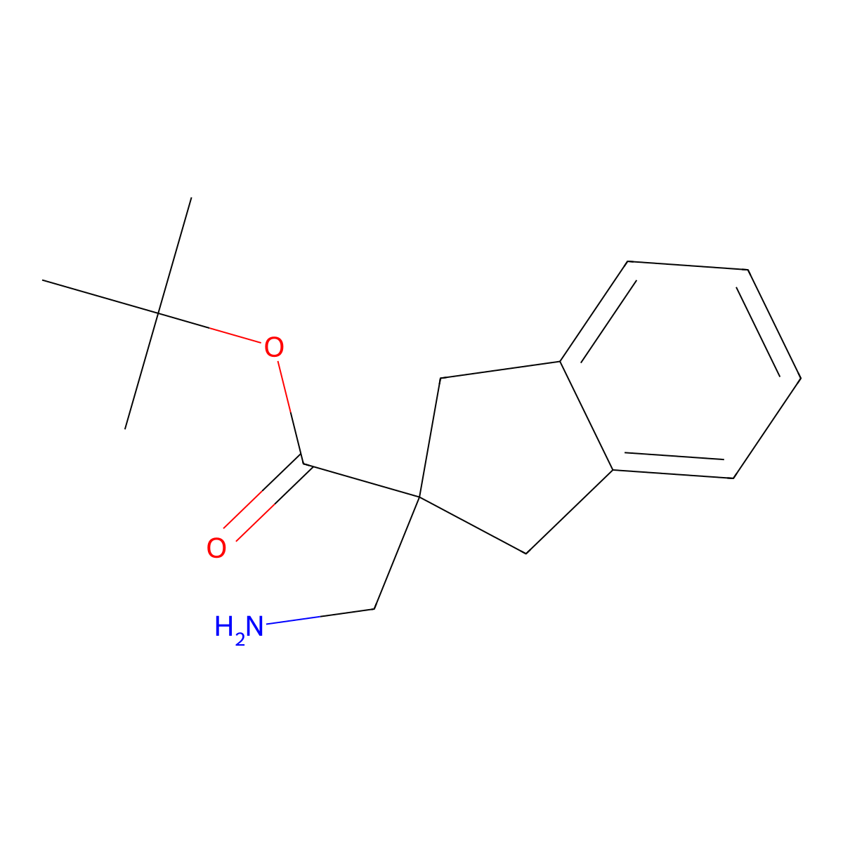 tert-butyl 2-(aminomethyl)-2,3-dihydro-1H-indene-2-carboxylate molecular structure, CAS 2870646-25-4