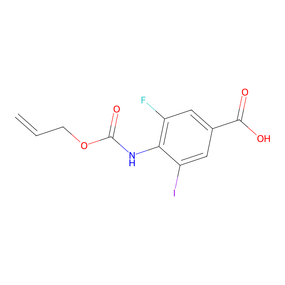 3-Fluoro-5-iodo-4-{[(prop-2-en-1-yloxy)carbonyl]amino}benzoic acid molecular structure, CAS 2870652-05-2