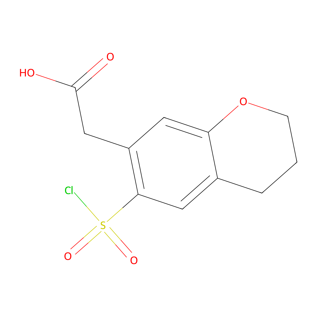 2-[6-(chlorosulfonyl)-3,4-dihydro-2H-1-benzopyran-7-yl]acetic acid molecular structure, CAS 2870652-06-3