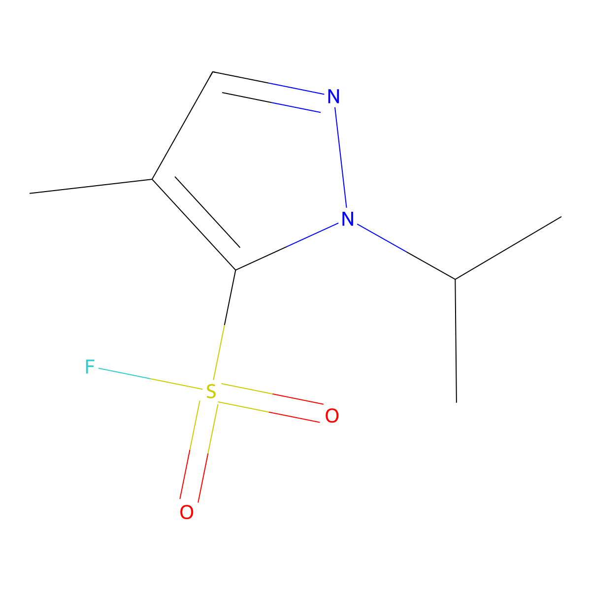 4-methyl-1-(propan-2-yl)-1H-pyrazole-5-sulfonyl fluoride molecular structure, CAS 2870652-08-5