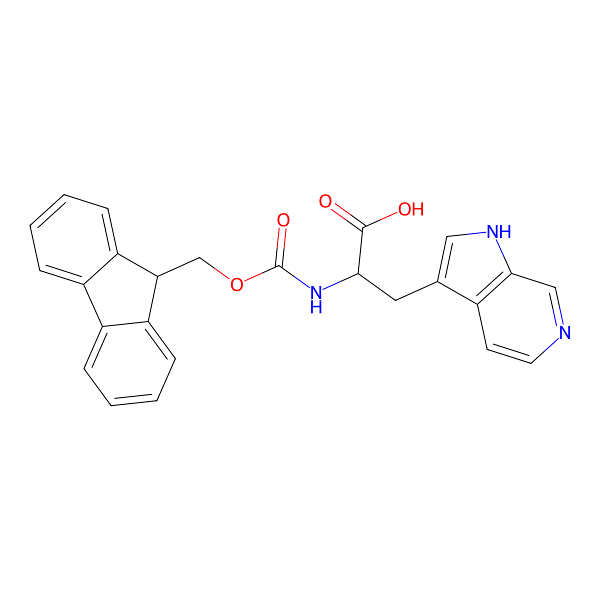 2-({[(9H-fluoren-9-yl)methoxy]carbonyl}amino)-3-{1H-pyrrolo[2,3-c]pyridin-3-yl}propanoic acid molecular structure, CAS 2870652-10-9