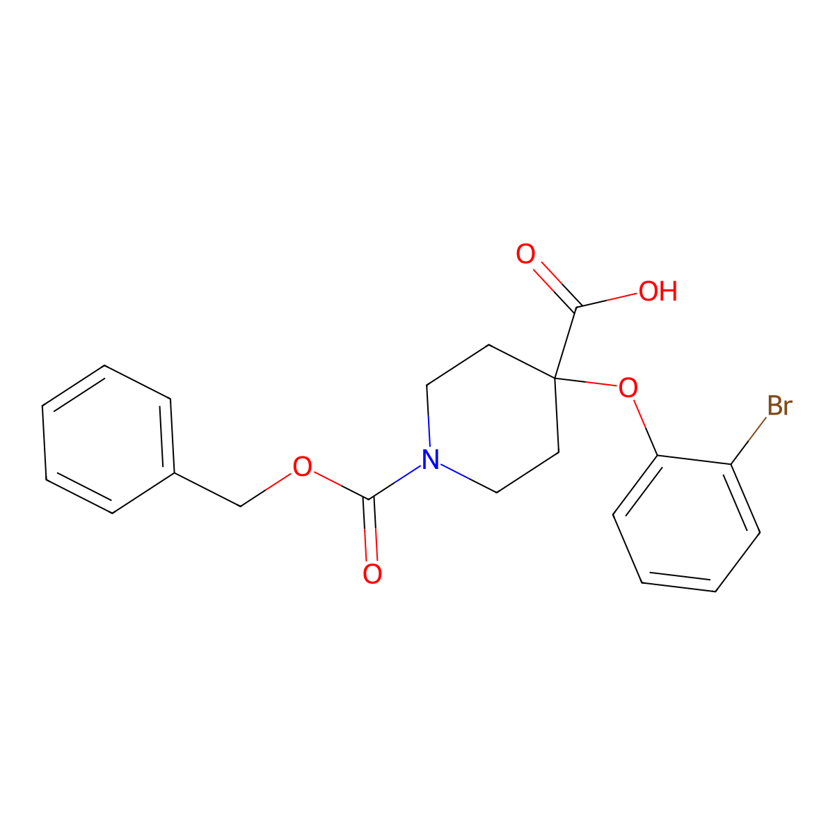 1-[(Benzyloxy)carbonyl]-4-(2-bromophenoxy)piperidine-4-carboxylic acid molecular structure, CAS 2870652-15-4