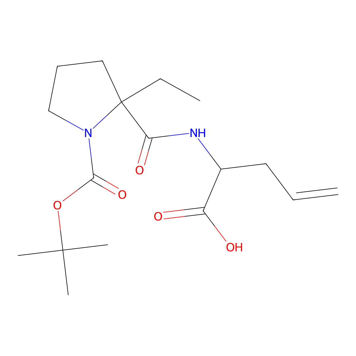 2-({1-[(Tert-butoxy)carbonyl]-2-ethylpyrrolidin-2-yl}formamido)pent-4-enoic acid molecular structure, CAS 2870652-18-7