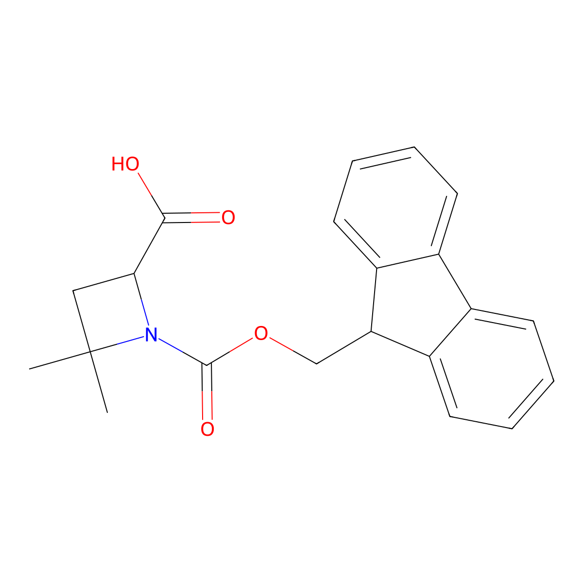 1-(((9H-fluoren-9-yl)methoxy)carbonyl)-4,4-dimethylazetidine-2-carboxylic acid molecular structure, CAS 2870652-22-3