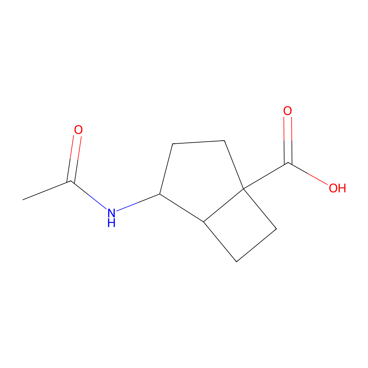 rac-(1R,4R,5S)-4-acetamidobicyclo[3.2.0]heptane-1-carboxylic acid molecular structure, CAS 2870652-28-9