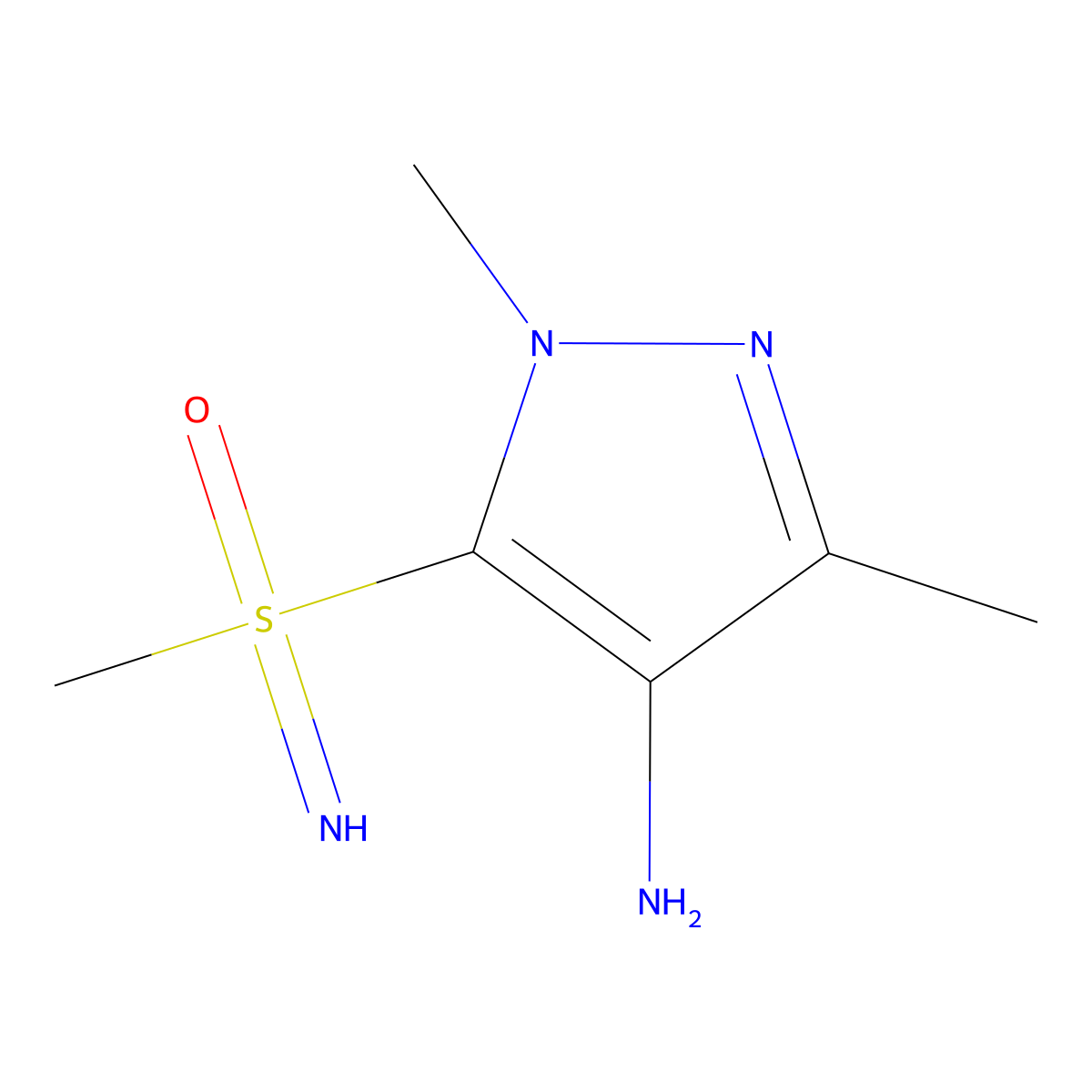 (4-amino-1,3-dimethyl-1H-pyrazol-5-yl)(imino)methyl-lambda6-sulfanone molecular structure, CAS 2870652-30-3