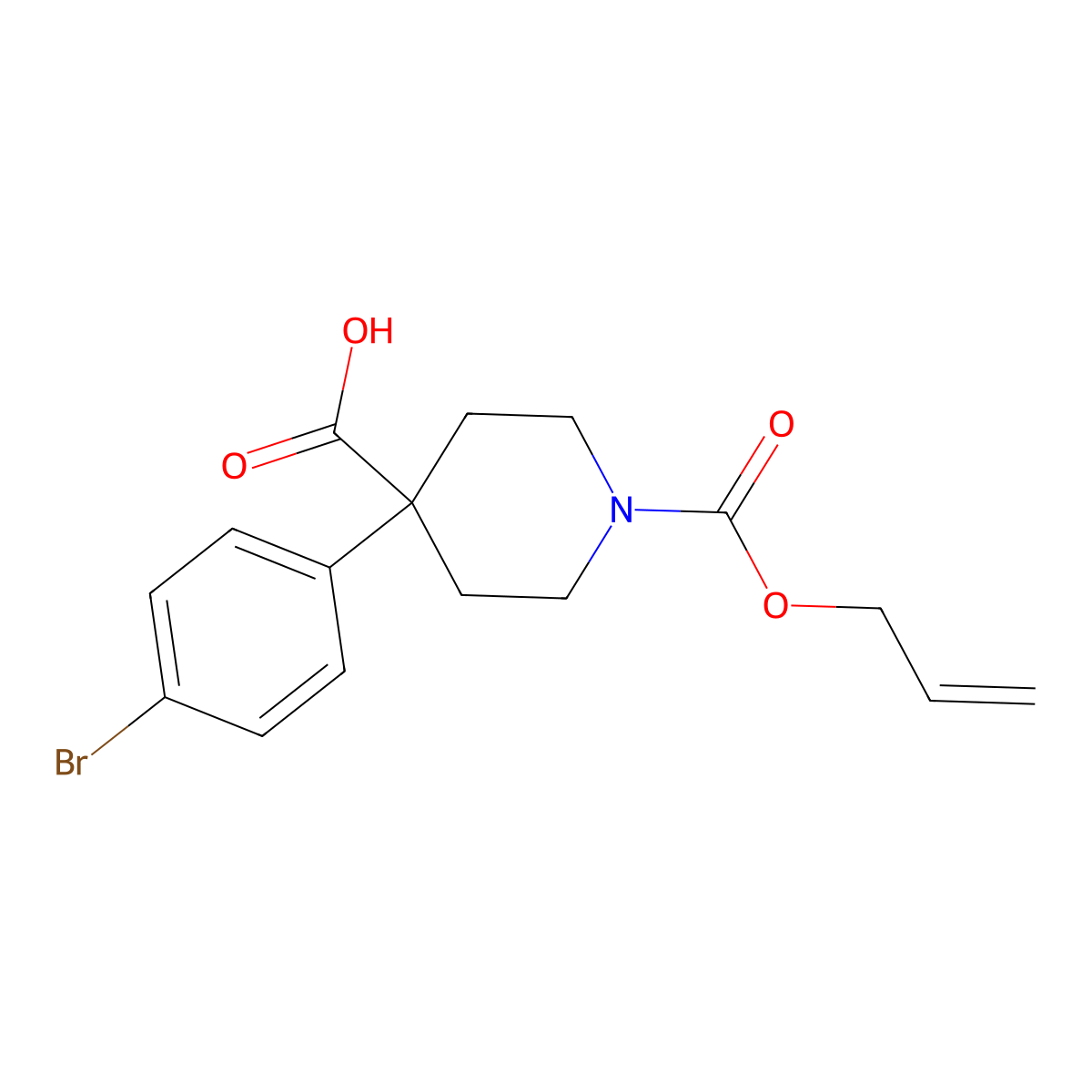 4-(4-Bromophenyl)-1-[(prop-2-en-1-yloxy)carbonyl]piperidine-4-carboxylic acid molecular structure, CAS 2870652-36-9