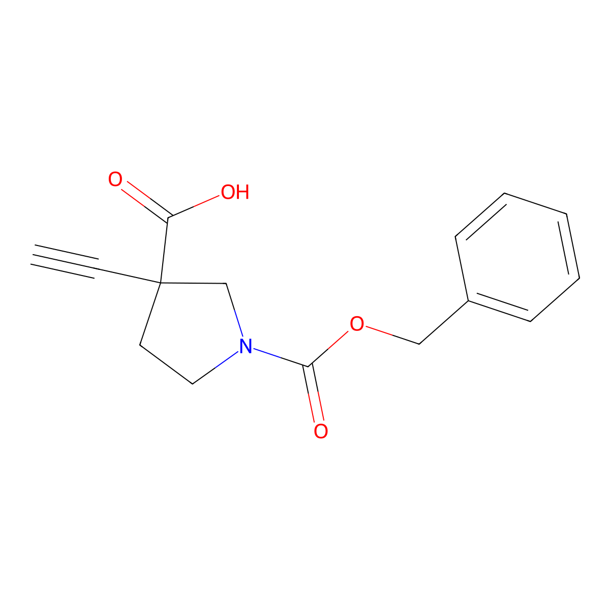 1-[(Benzyloxy)carbonyl]-3-ethynylpyrrolidine-3-carboxylic acid molecular structure, CAS 2870652-44-9