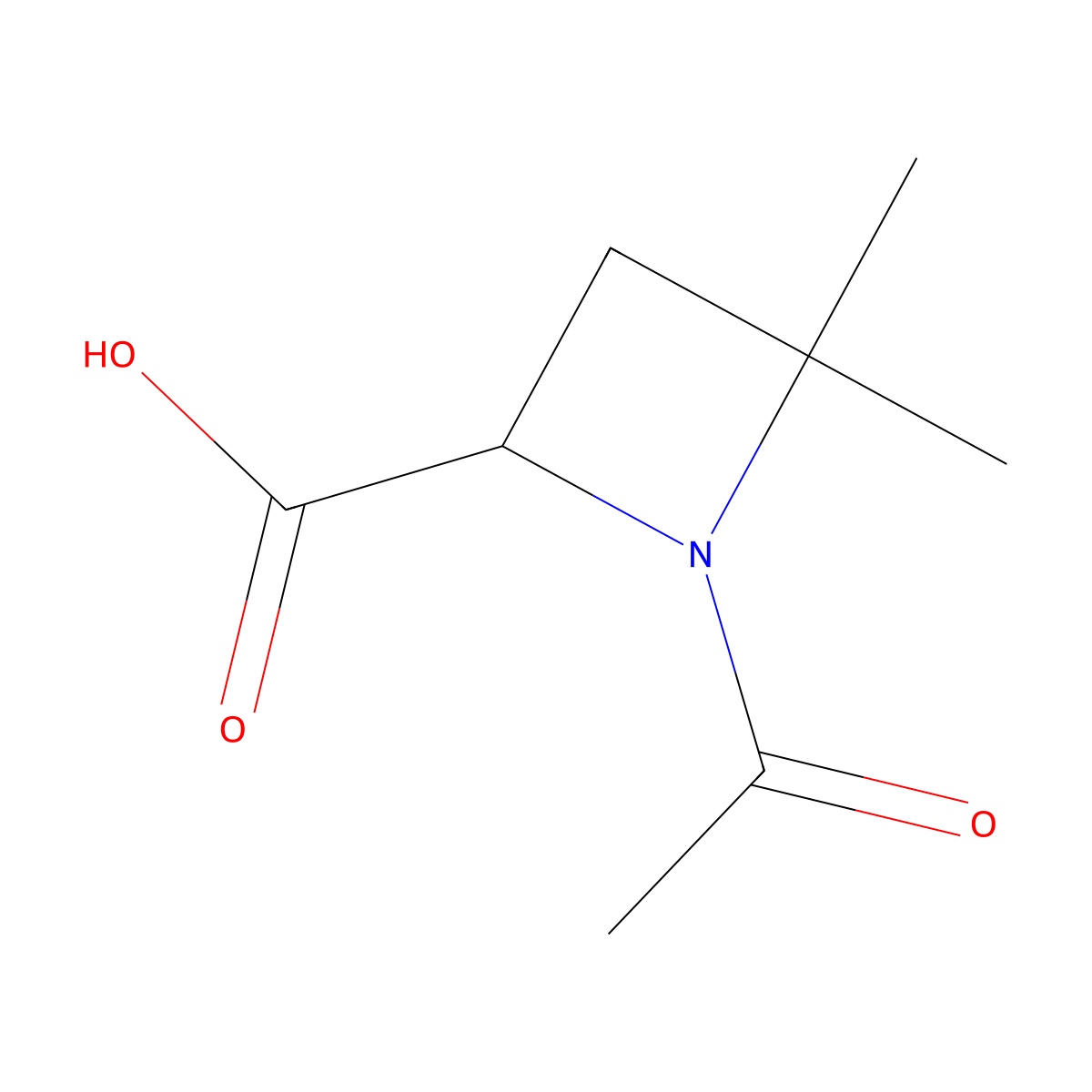 1-Acetyl-4,4-dimethylazetidine-2-carboxylic acid molecular structure, CAS 2870652-45-0