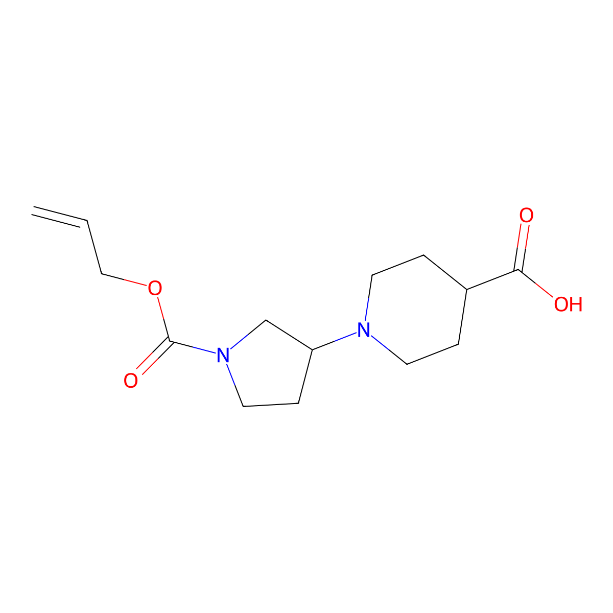 1-{1-[(Prop-2-en-1-yloxy)carbonyl]pyrrolidin-3-yl}piperidine-4-carboxylic acid molecular structure, CAS 2870652-57-4