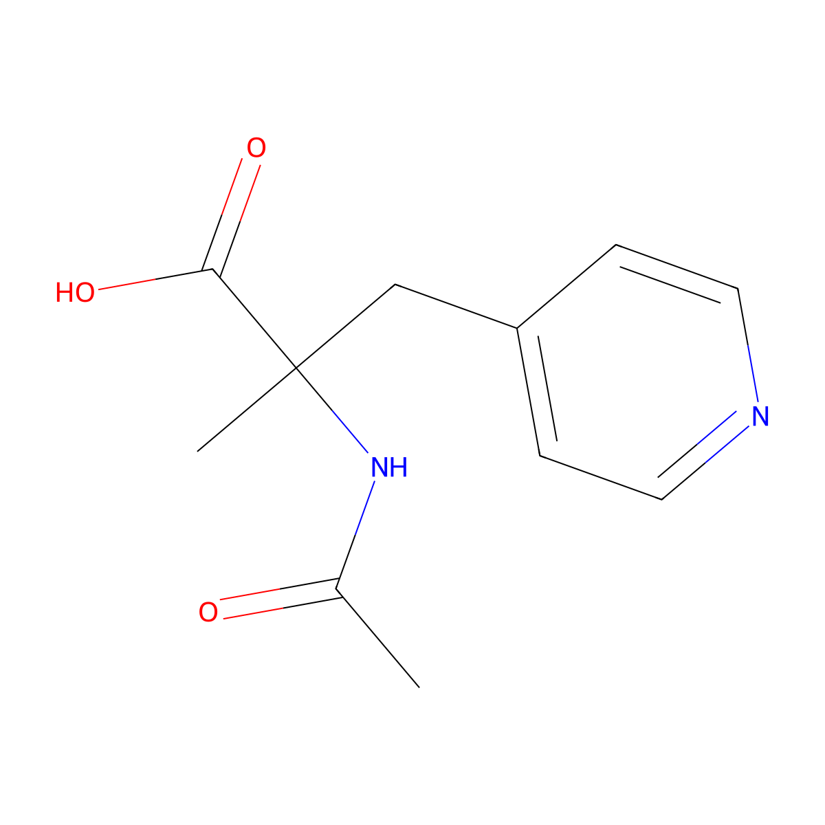 2-Acetamido-2-methyl-3-(pyridin-4-yl)propanoic acid molecular structure, CAS 2870652-59-6