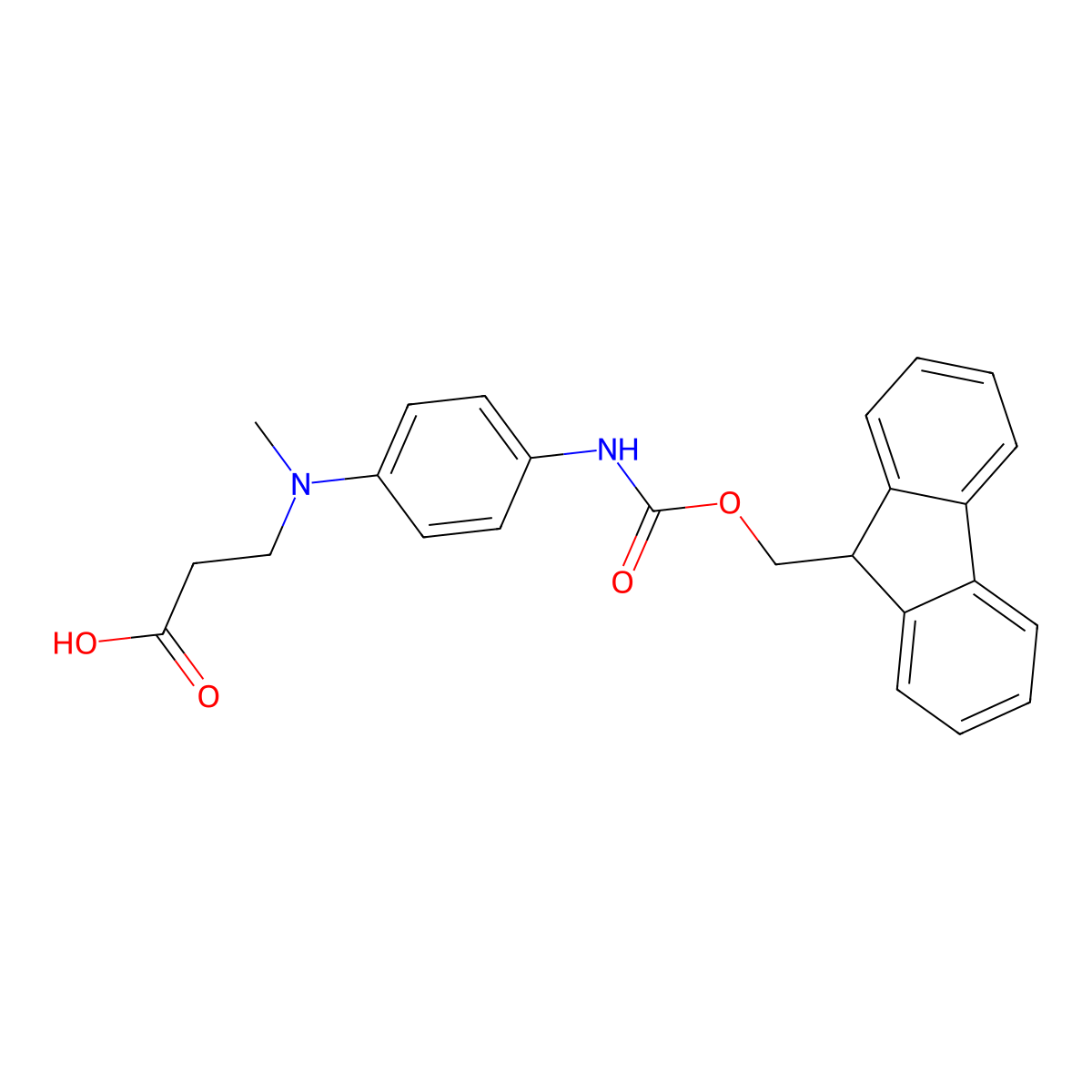3-{[4-({[(9H-fluoren-9-yl)methoxy]carbonyl}amino)phenyl](methyl)amino}propanoic acid molecular structure, CAS 2870652-63-2