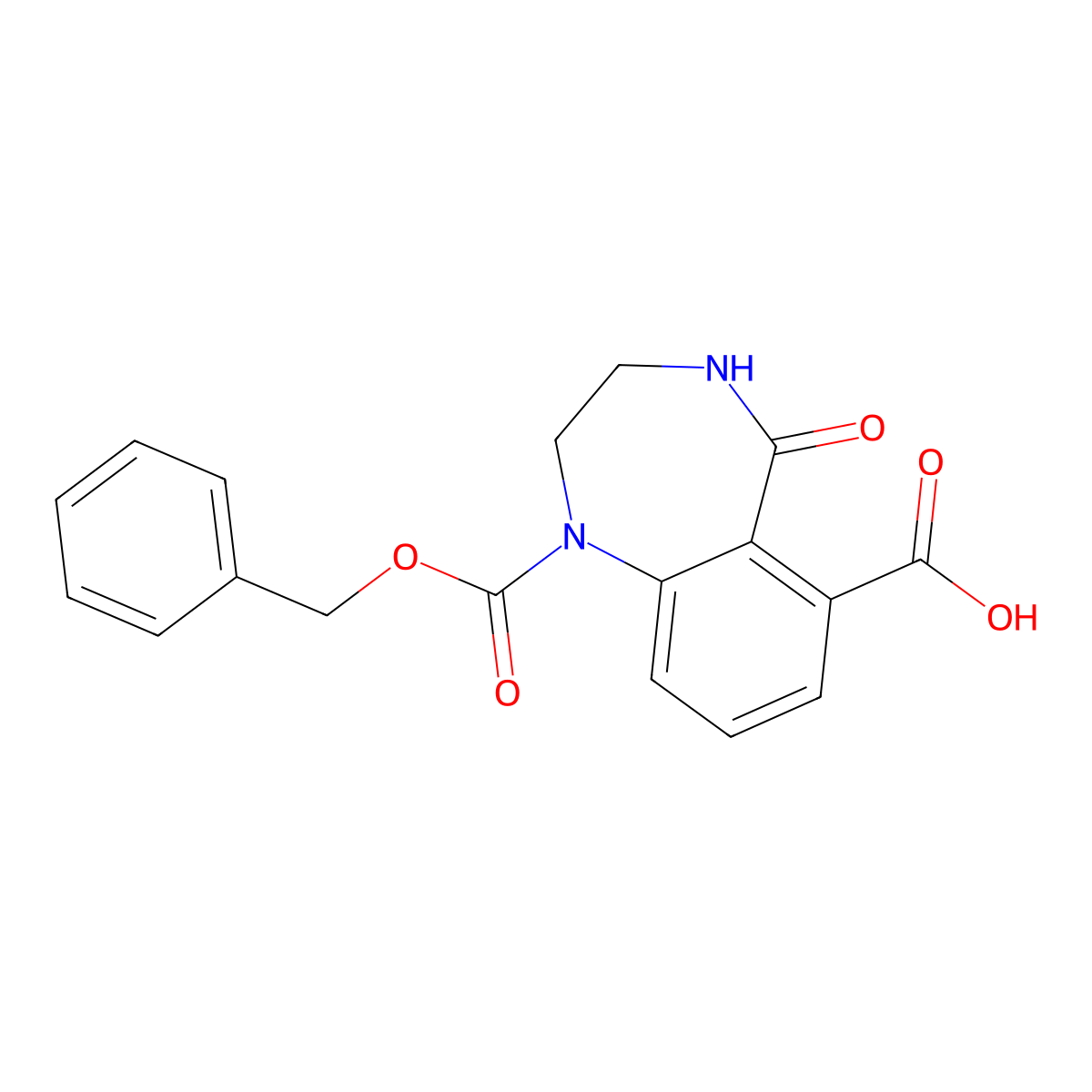 1-[(benzyloxy)carbonyl]-5-oxo-2,3,4,5-tetrahydro-1H-1,4-benzodiazepine-6-carboxylic acid molecular structure, CAS 2870652-67-6