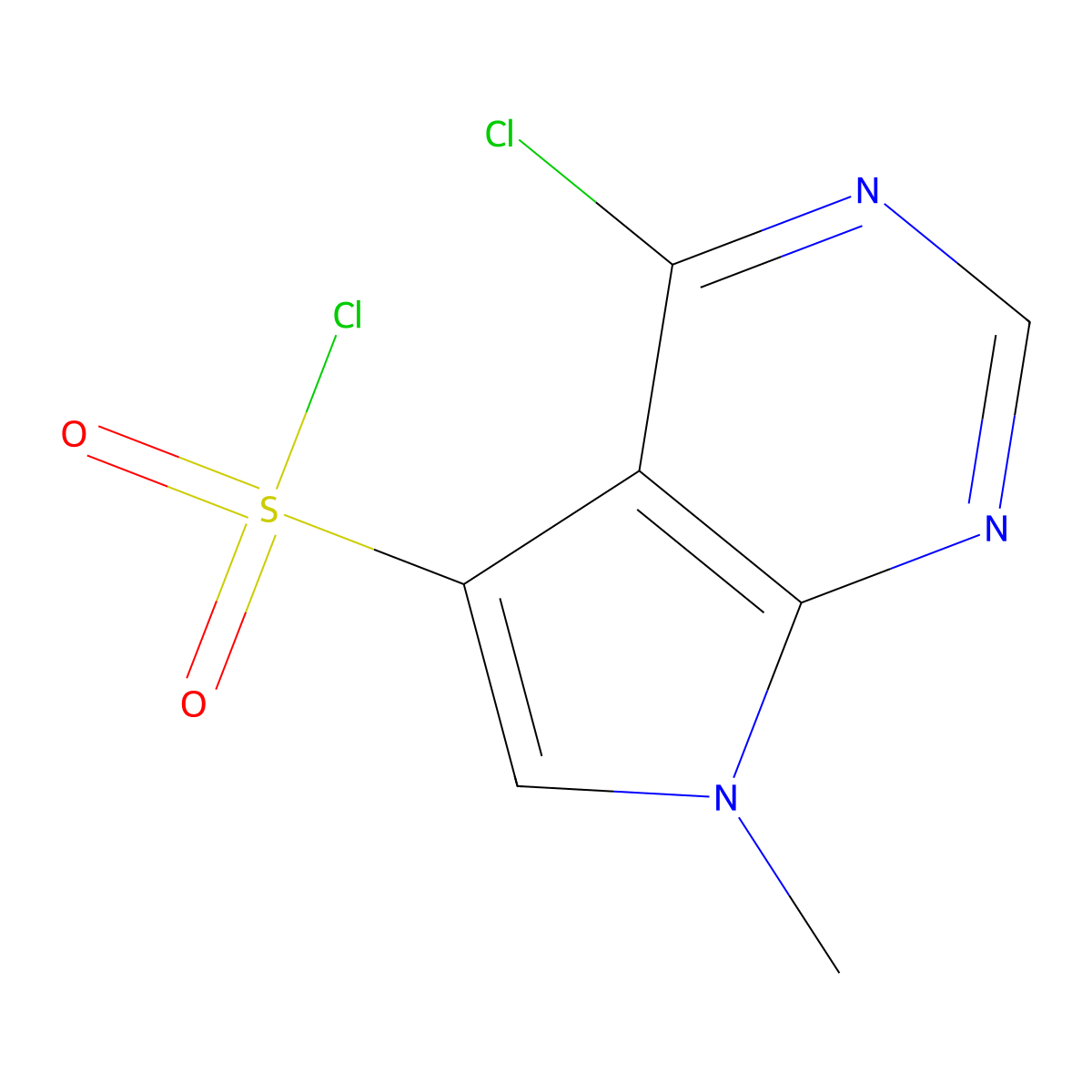 4-chloro-7-methyl-7H-pyrrolo[2,3-d]pyrimidine-5-sulfonyl chloride molecular structure, CAS 2870652-73-4