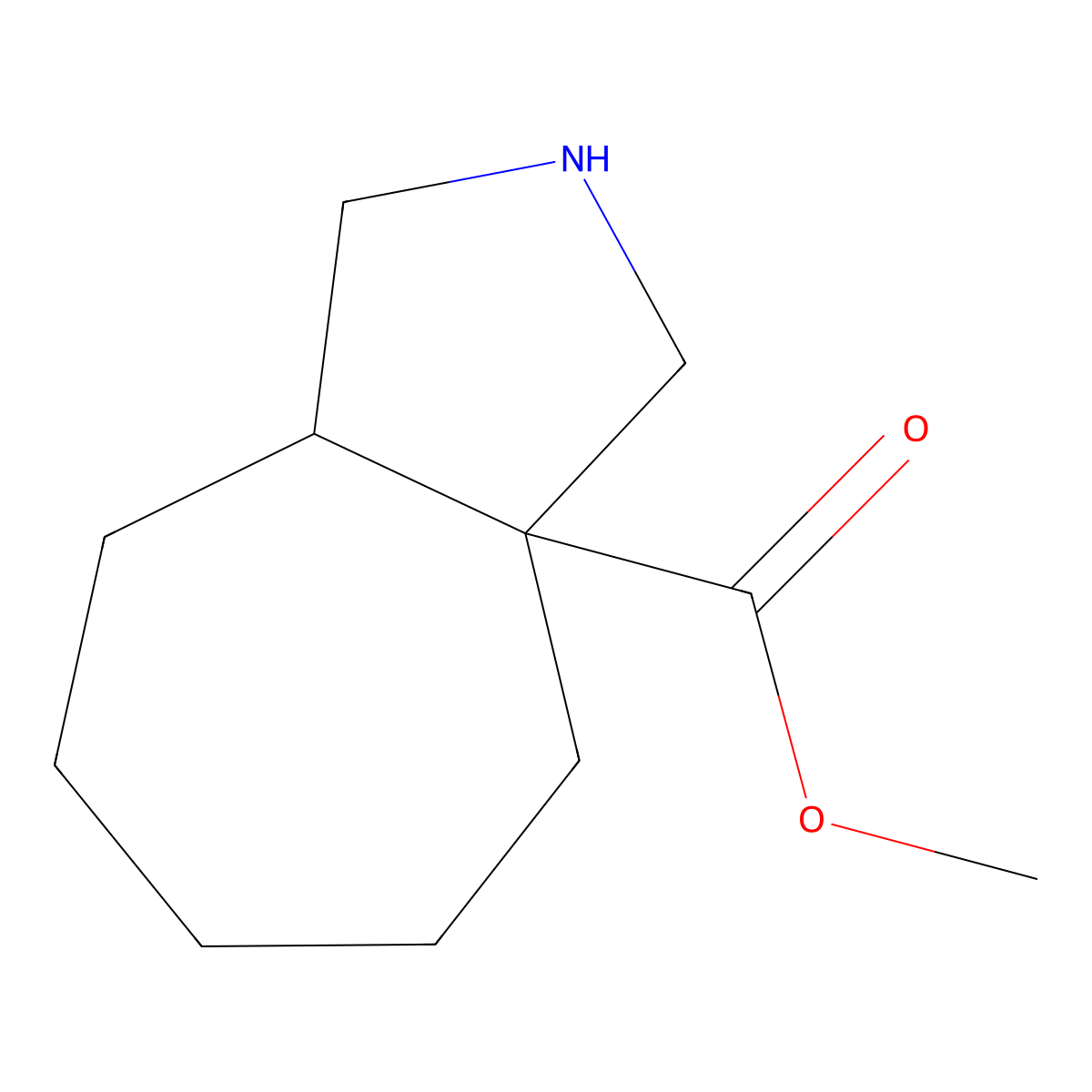 rac-methyl (3aR,8aR)-decahydrocyclohepta[c]pyrrole-3a-carboxylate molecular structure, CAS 2870652-75-6