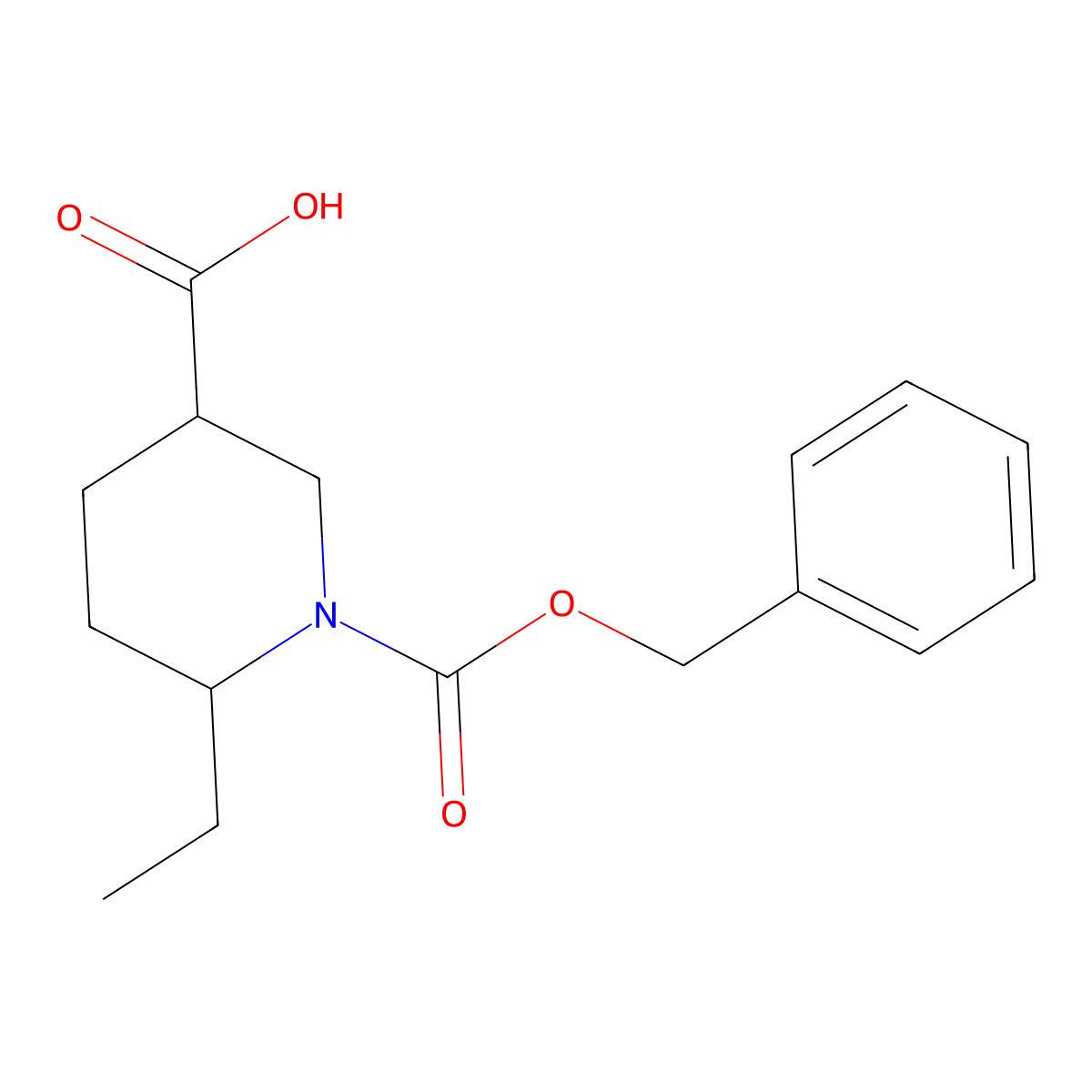 1-[(Benzyloxy)carbonyl]-6-ethylpiperidine-3-carboxylic acid molecular structure, CAS 2870652-76-7