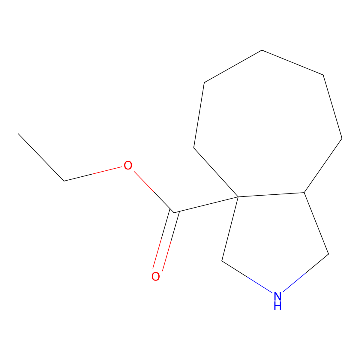 rac-ethyl (3aR,8aR)-decahydrocyclohepta[c]pyrrole-3a-carboxylate molecular structure, CAS 2870652-79-0