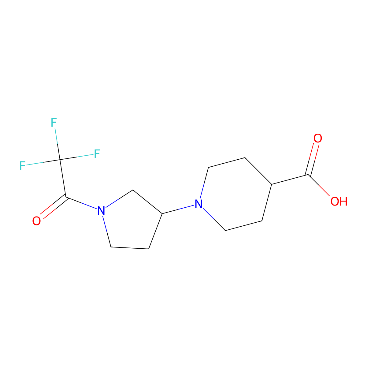1-[1-(2,2,2-Trifluoroacetyl)pyrrolidin-3-yl]piperidine-4-carboxylic acid molecular structure, CAS 2870652-90-5