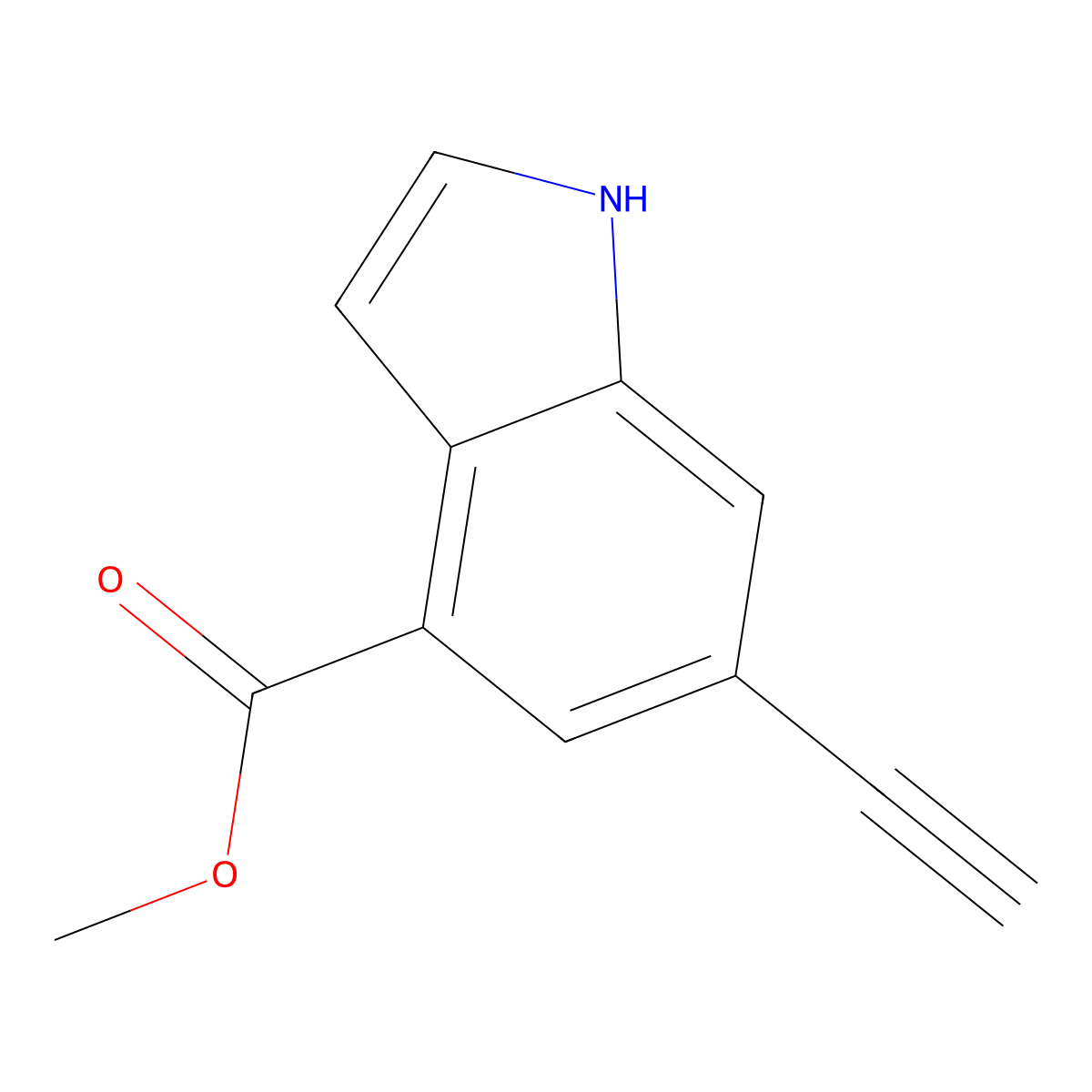 methyl 6-ethynyl-1H-indole-4-carboxylate molecular structure, CAS 2870652-93-8