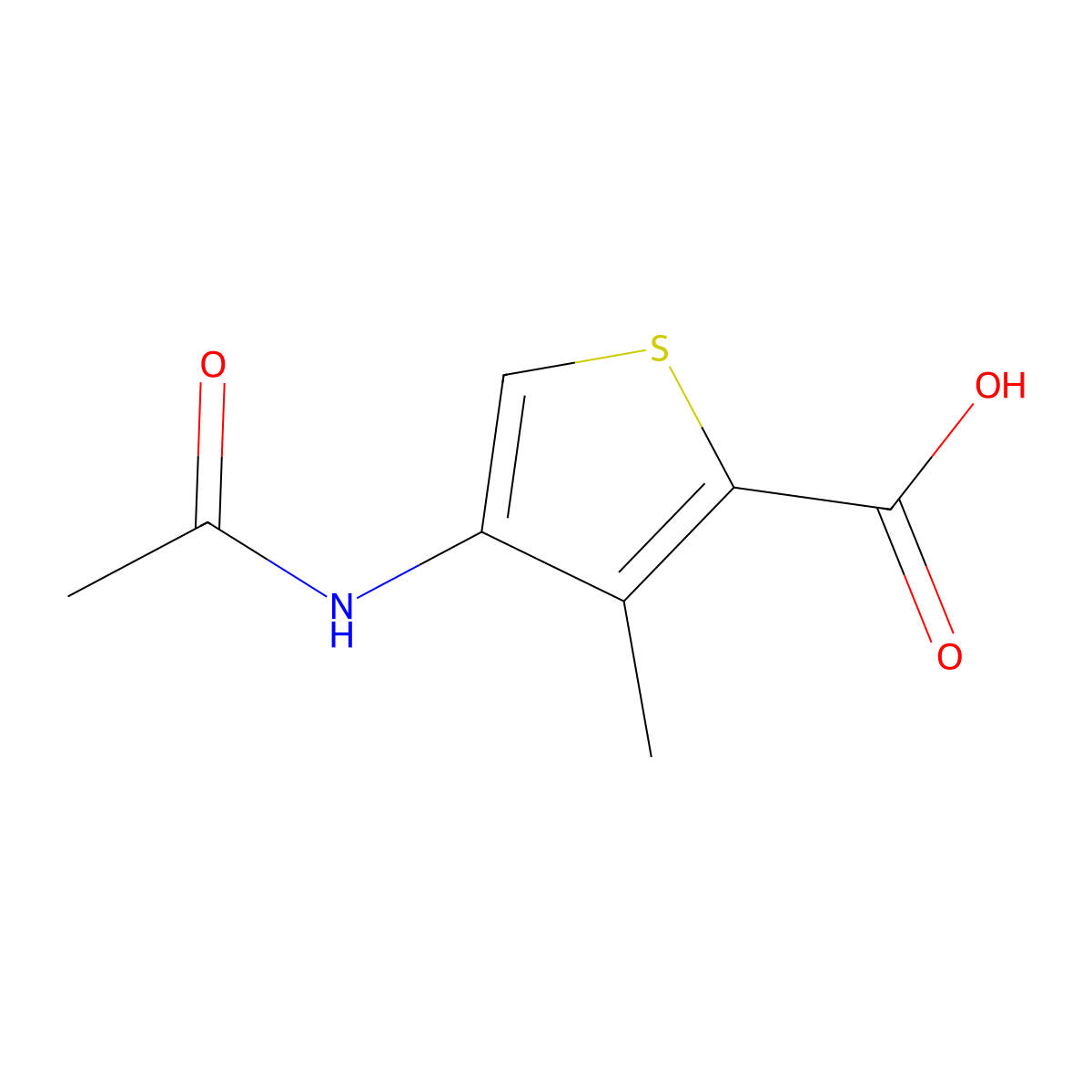 4-Acetamido-3-methylthiophene-2-carboxylic acid molecular structure, CAS 2870652-94-9