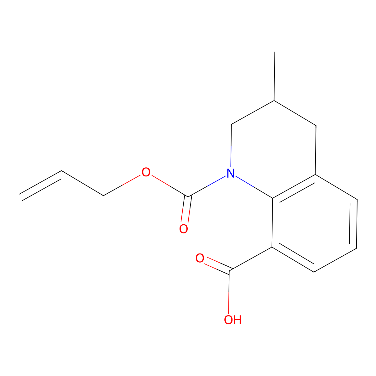 3-Methyl-1-[(prop-2-en-1-yloxy)carbonyl]-1,2,3,4-tetrahydroquinoline-8-carboxylic acid molecular structure, CAS 2870652-99-4