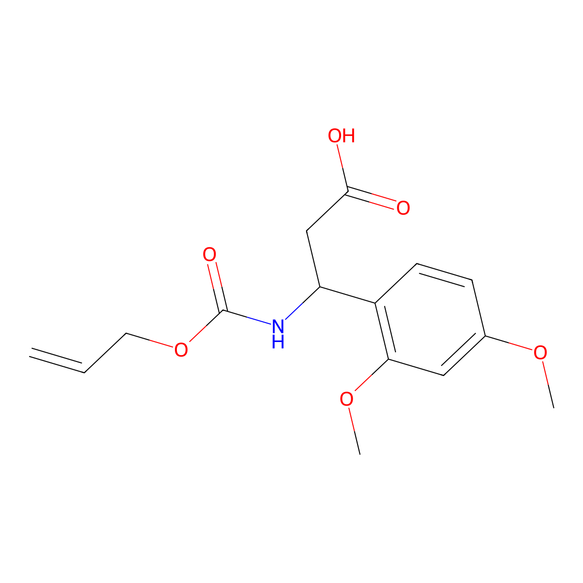 3-(2,4-Dimethoxyphenyl)-3-{[(prop-2-en-1-yloxy)carbonyl]amino}propanoic acid molecular structure, CAS 2870653-03-3
