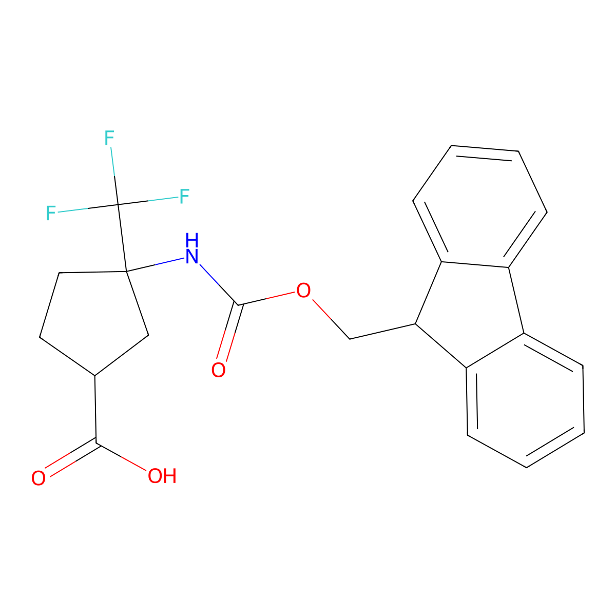 3-({[(9H-fluoren-9-yl)methoxy]carbonyl}amino)-3-(trifluoromethyl)cyclopentane-1-carboxylic acid molecular structure, CAS 2870653-06-6