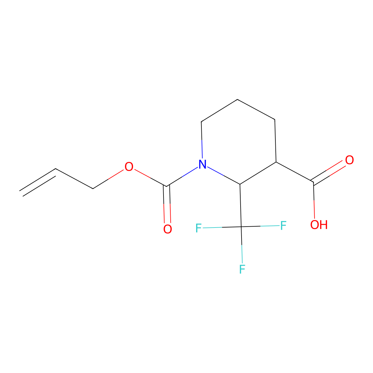 1-[(Prop-2-en-1-yloxy)carbonyl]-2-(trifluoromethyl)piperidine-3-carboxylic acid molecular structure, CAS 2870653-13-5