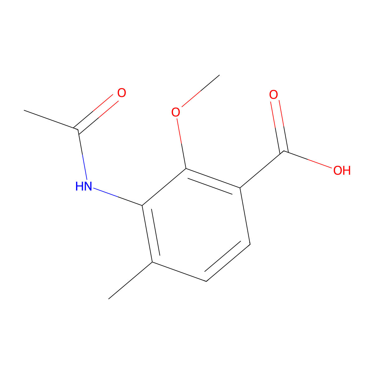 3-Acetamido-2-methoxy-4-methylbenzoic acid molecular structure, CAS 2870653-17-9