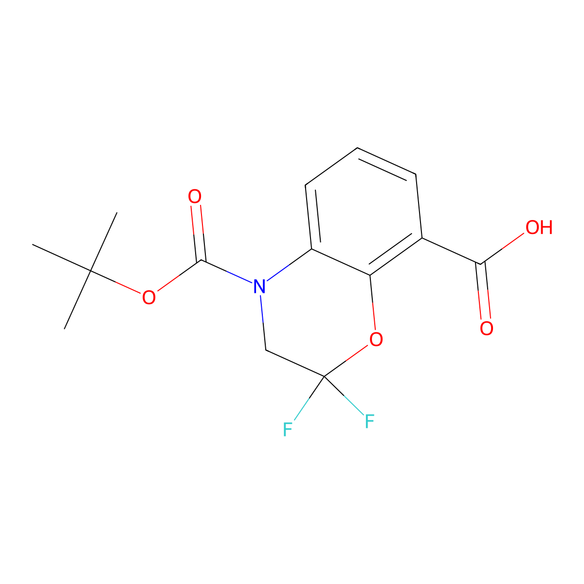 4-[(tert-butoxy)carbonyl]-2,2-difluoro-3,4-dihydro-2H-1,4-benzoxazine-8-carboxylic acid molecular structure, CAS 2870653-22-6