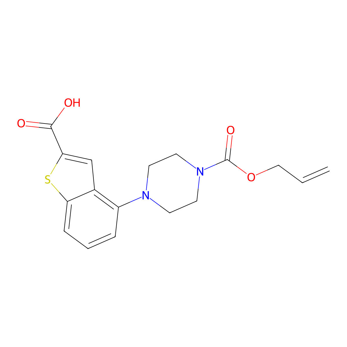 4-{4-[(Prop-2-en-1-yloxy)carbonyl]piperazin-1-yl}-1-benzothiophene-2-carboxylic acid molecular structure, CAS 2870653-26-0
