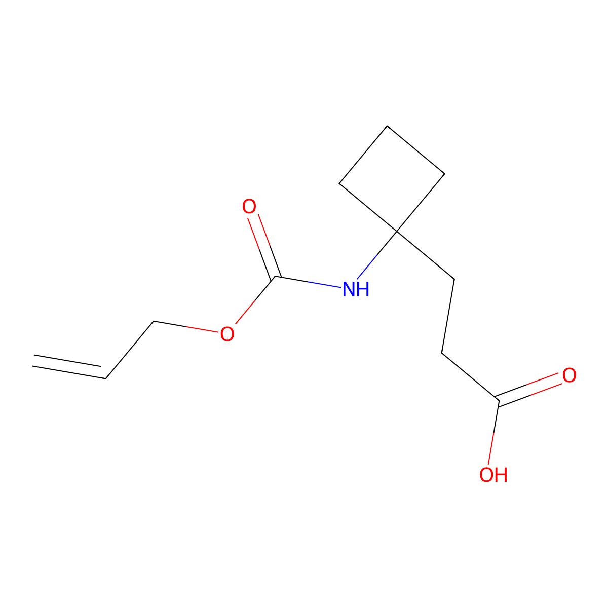3-(1-{[(Prop-2-en-1-yloxy)carbonyl]amino}cyclobutyl)propanoic acid molecular structure, CAS 2870653-28-2