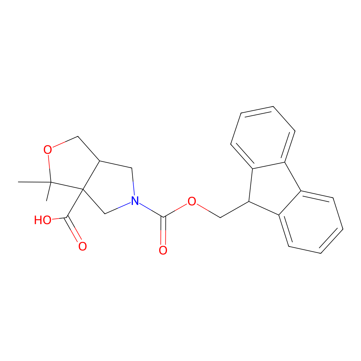 rac-(3aR,6aR)-5-{[(9H-fluoren-9-yl)methoxy]carbonyl}-3,3-dimethyl-hexahydro-1H-furo[3,4-c]pyrrole-3a-carboxylic acid molecular structure, CAS 2870653-36-2