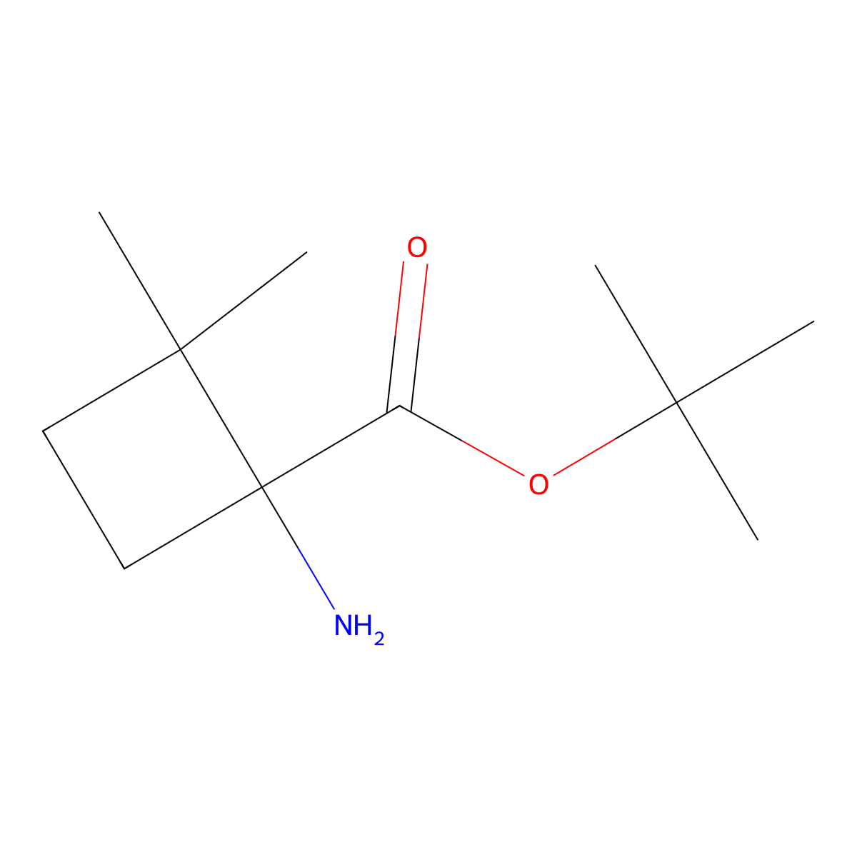 Tert-butyl 1-amino-2,2-dimethylcyclobutane-1-carboxylate molecular structure, CAS 2870653-39-5