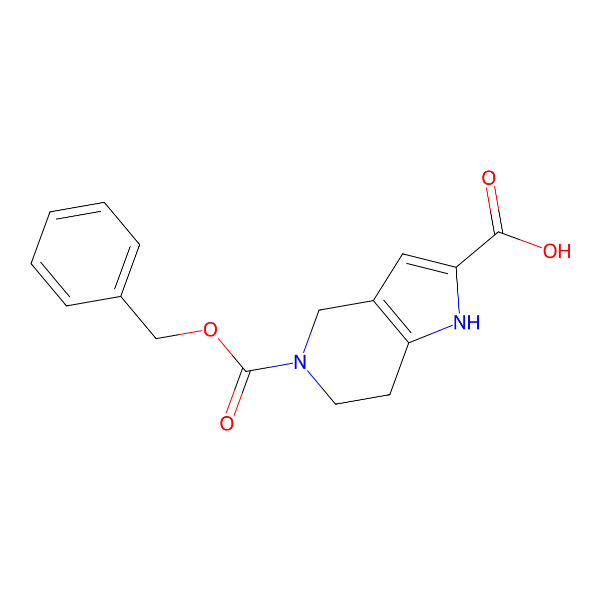 5-[(benzyloxy)carbonyl]-1H,4H,5H,6H,7H-pyrrolo[3,2-c]pyridine-2-carboxylic acid molecular structure, CAS 2870653-42-0