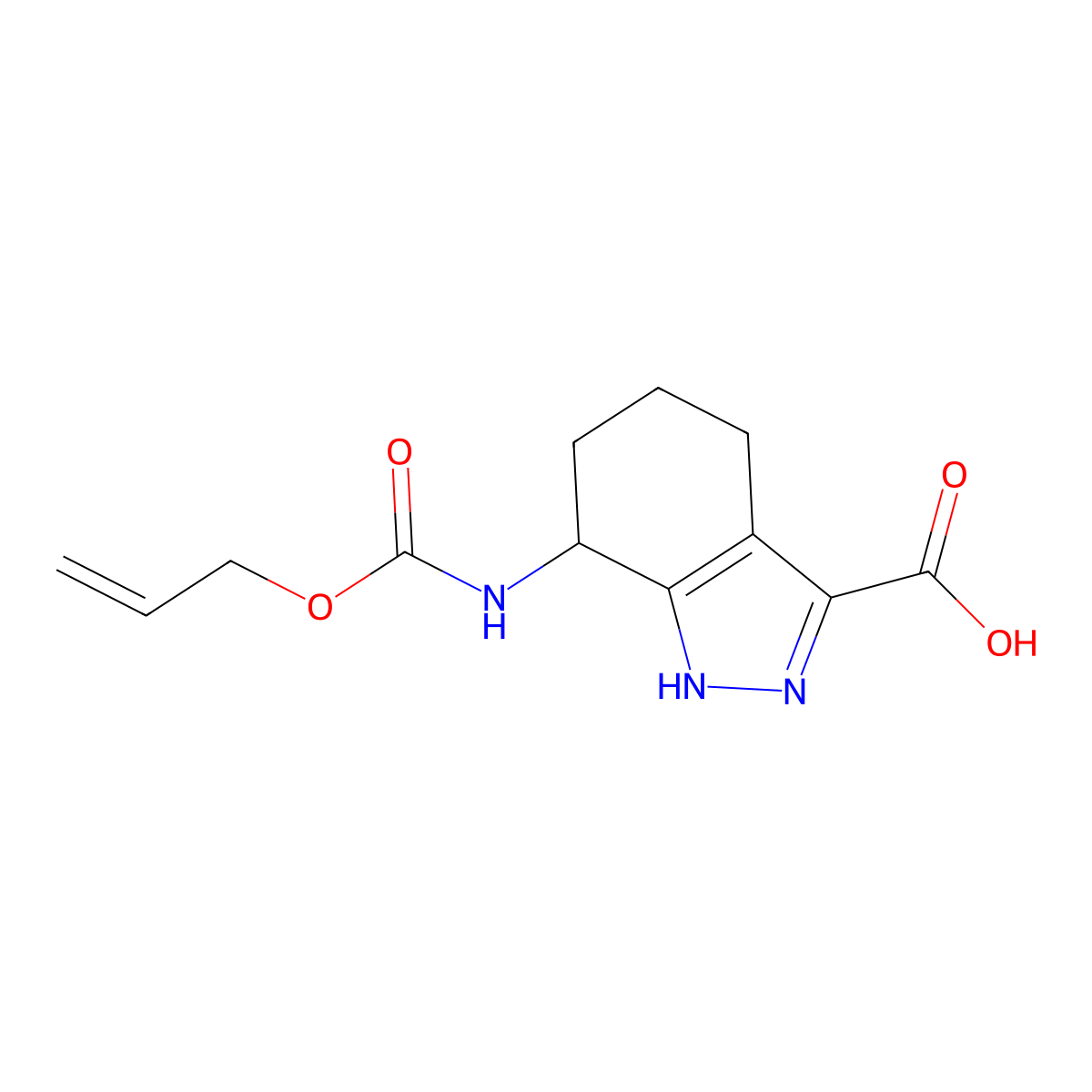 7-{[(prop-2-en-1-yloxy)carbonyl]amino}-4,5,6,7-tetrahydro-2H-indazole-3-carboxylic acid molecular structure, CAS 2870653-44-2