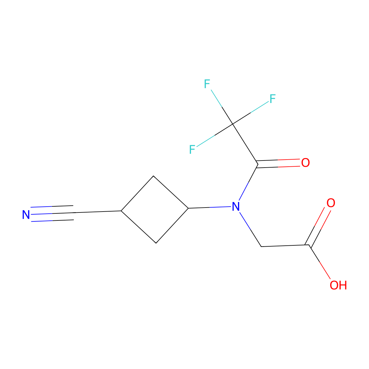2-[N-(3-cyanocyclobutyl)-2,2,2-trifluoroacetamido]acetic acid molecular structure, CAS 2870653-49-7